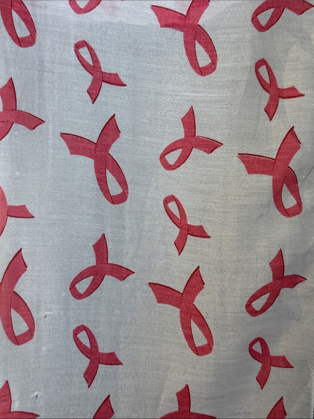Pink Ribbon Print White Scarf - Supportive Pattern - Picture 4 of 7